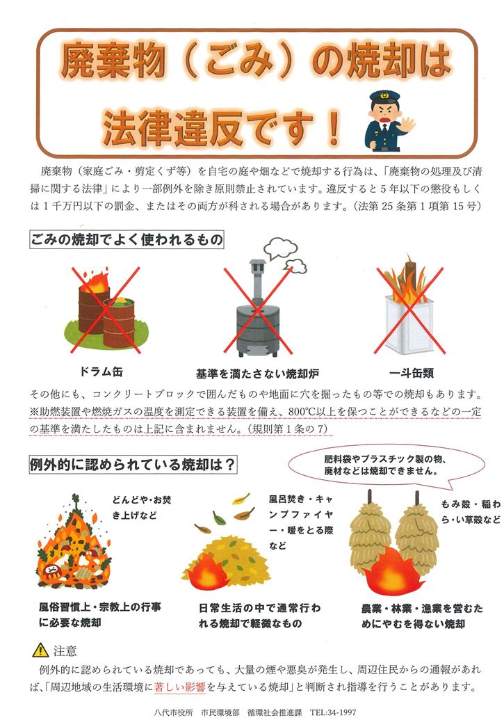 廃棄物の焼却禁止のチラシ