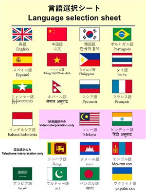 対応言語一覧表