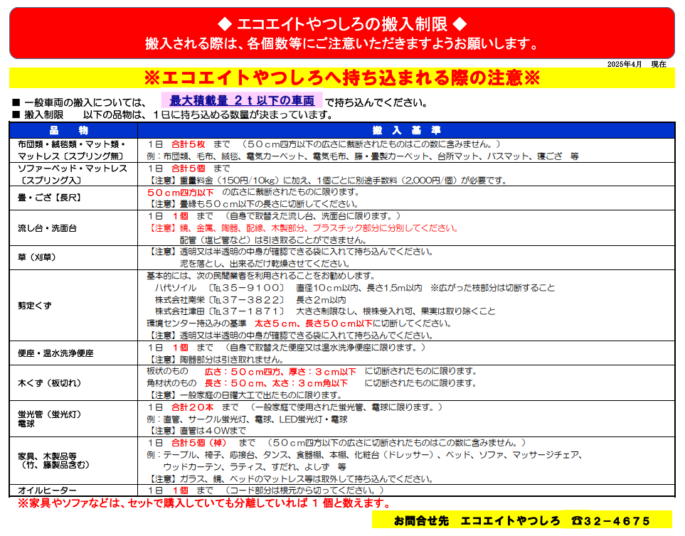 搬入制限（R7.4.1～）