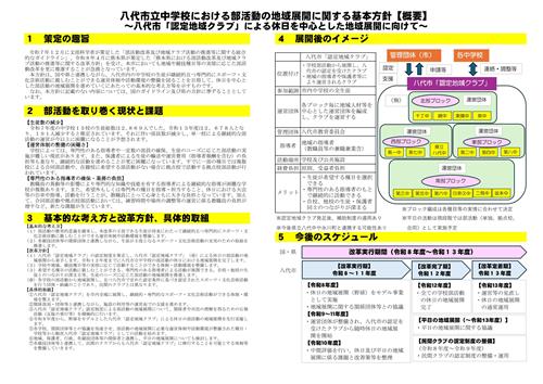 八代市中学校部活動地域展開基本方針の概要